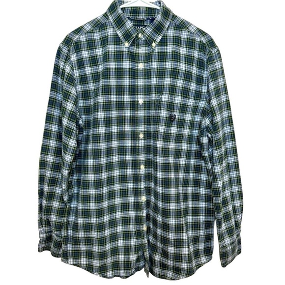Chaps Men Button Down Classic Oxford Shirt 100% Cotton Blue White Size Medium - Picture 1 of 7